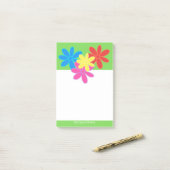 HELDER GEKLEURDE ABSTRACTE BLOEMEN GROENE BUSINESS POST-IT® NOTES (Op bureau)