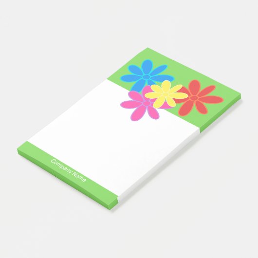 HELDER GEKLEURDE ABSTRACTE BLOEMEN GROENE BUSINESS POST-IT® NOTES (Schuin)