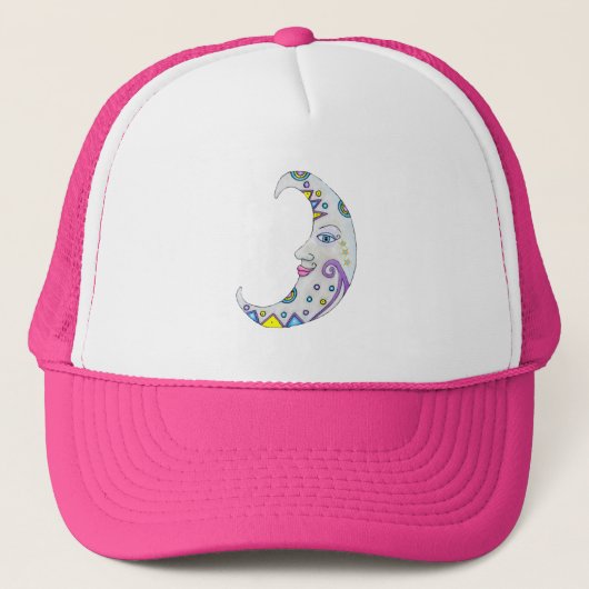 Helder gekleurde Abstracte Fantasy Crescent Moon Trucker Pet (Voorkant)