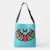 Helder gekleurde Abstracte Scarab-beetel op blauw Crossbody Tas (Achterkant)