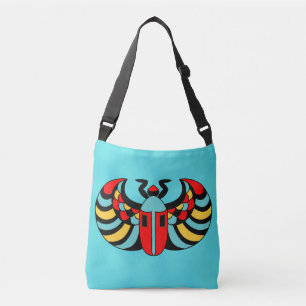 Helder gekleurde Abstracte Scarab-beetel op blauw Crossbody Tas