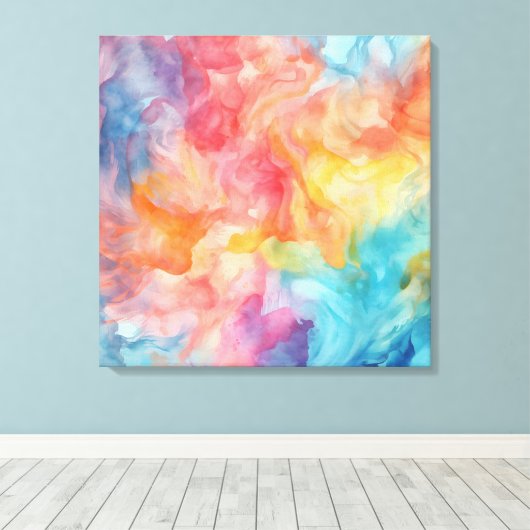 Helder gekleurde allover Waterverf textuur Canvas Afdruk (Insitu (Houten vloer))