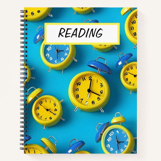 HELDER GEKLEURDE BLAUWE & GELE ALARMKLOKKEN NOTITIEBOEK (Voorkant)