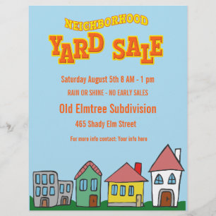 Helder gekleurde buurt Yard Sale Flyers
