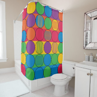 Helder gekleurde cirkels en strips douchegordijn