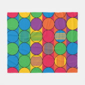 Helder gekleurde cirkels en strips fleece deken (Voorkant (Horizontaal))