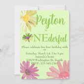 Helder gekleurde Daisy Eerste Verjaardag Kaart (Voorkant)