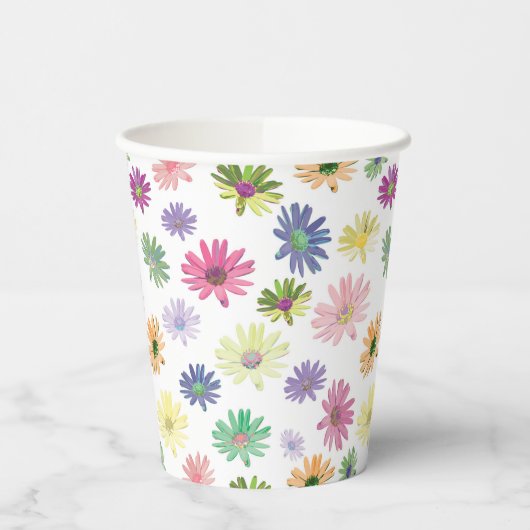 Helder gekleurde Daisy Papieren Bekers (Links)