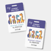Helder gekleurde dieren  leraar of student pass badge (Voor- en achterkant)