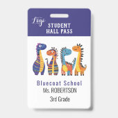 Helder gekleurde dieren  leraar of student pass badge (Achterkant)