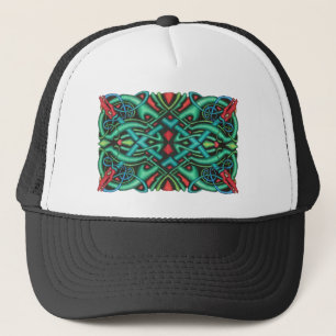Helder gekleurde Drakenkop Celtic Knot Trucker Pet