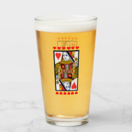 Helder gekleurde Fancy Heart Queen-Kaart Glas