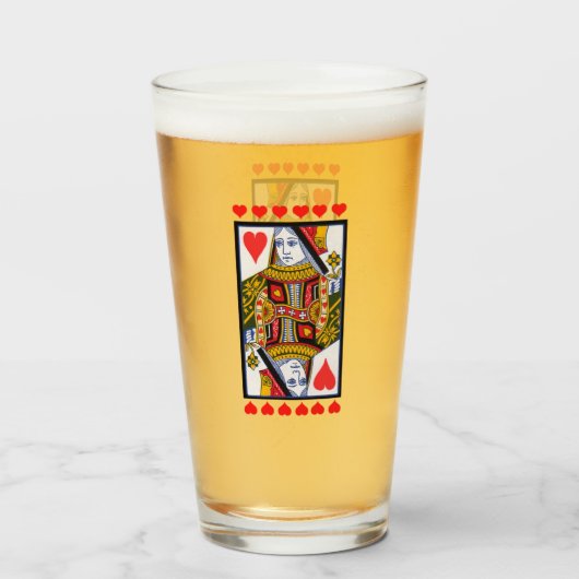Helder gekleurde Fancy Heart Queen-Kaart Glas (Voorkant gevuld)