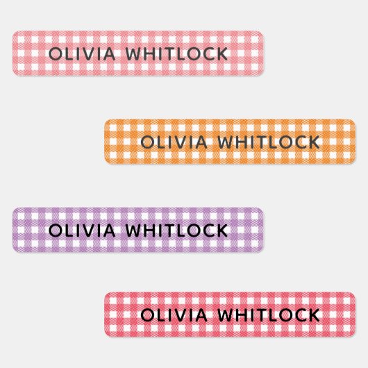 Helder gekleurde Gingham Plaid basisschool Labels (Groep)