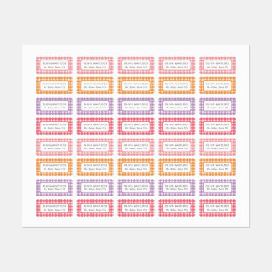 Helder gekleurde Gingham Plaid basisschool Labels