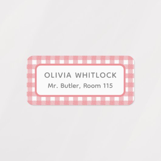 Helder gekleurde Gingham Plaid basisschool Labels (Design 1)