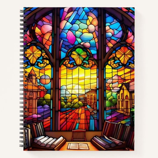 HELDER GEKLEURDE GLAZEN IN LOOD BIBLIOTHEEK NOTITIEBOEK (Voorkant)