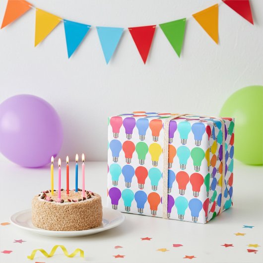 Helder gekleurde gloeilampen cadeaupapier