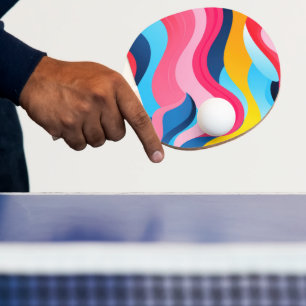 Helder gekleurde golvende lijnen achtergrond tafeltennisbatje