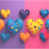 Helder gekleurde harten met facetten sticker (Voorkant)