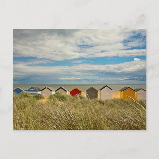 Helder gekleurde huts op het strand briefkaart (Voorkant)