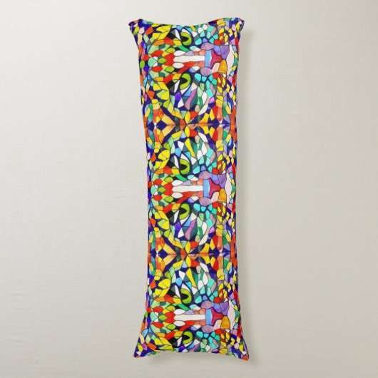 Helder gekleurde katten - Snazzy Mosaic Pattern Lichaamskussen (Voorkant Verticaal)