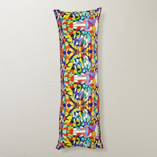 Helder gekleurde katten - Snazzy Mosaic Pattern Lichaamskussen (Achterkant (Verticaal))