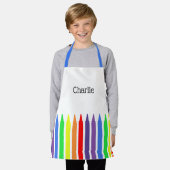 Helder gekleurde krayonen, jouw naam, koude schort (Gedragen)