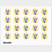 Helder gekleurde lieveheersbeestjes in Paarse roze Ronde Sticker (Vel)