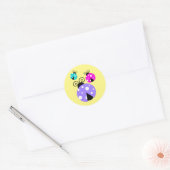 Helder gekleurde lieveheersbeestjes in Paarse roze Ronde Sticker (Envelop)