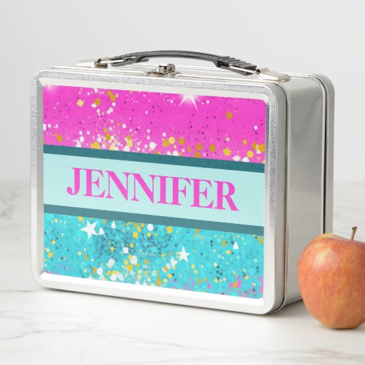 Helder gekleurde metalen lunchbox (In situ)