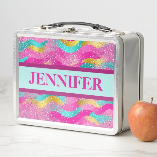 Helder gekleurde metalen lunchbox (In situ)