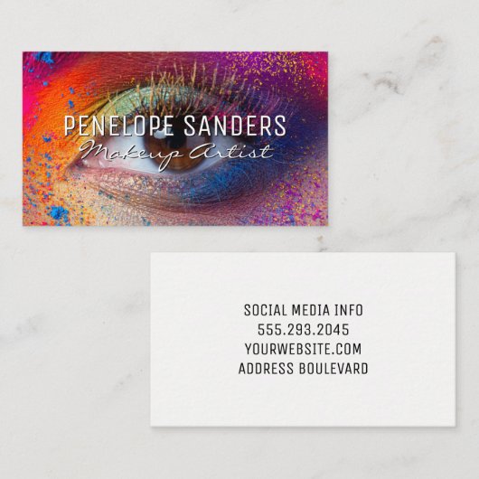 Helder gekleurde mode make-up | Vrouwenoog Visitekaartje (Voorkant / Achterkant)