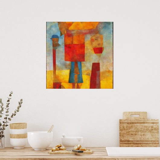 Helder gekleurde moderne anstract drie vrienden poster (Keuken)