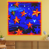 Helder gekleurde Oranje sterren. Bestel nu Canvas Afdruk (Insitu (Woonkamer))