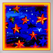 Helder gekleurde Oranje sterren. Bestel nu Poster (Voorkant)