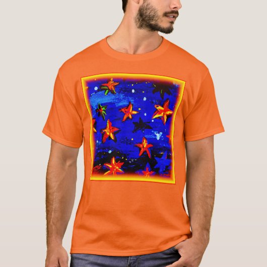 Helder gekleurde Oranje sterren. Bestel nu T-shirt (Voorkant)
