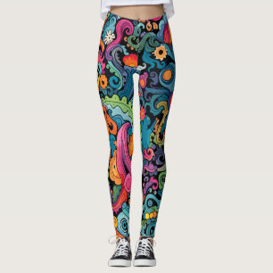 Helder gekleurde patronen leggings