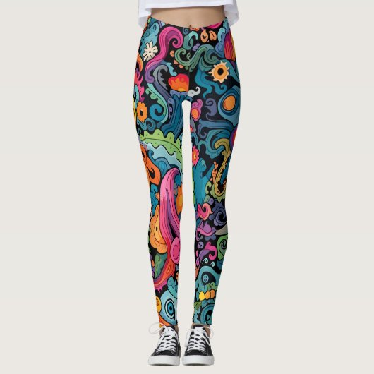 Helder gekleurde patronen leggings (Voorkant)