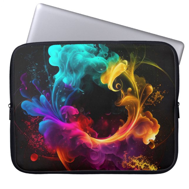 HELDER GEKLEURDE PLUIMEN ROOK LAPTOP SLEEVE (Voorkant)