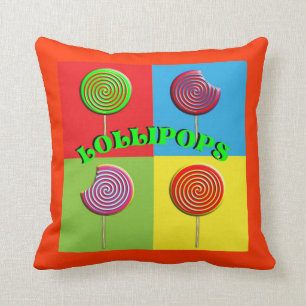 Helder gekleurde Pop Art Style Snoep Lollipops Kussen