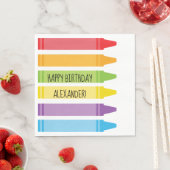 Helder gekleurde Rainbow Crayons verjaardagsfeestj Servet (Insitu)