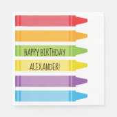 Helder gekleurde Rainbow Crayons verjaardagsfeestj Servet (Voorkant)