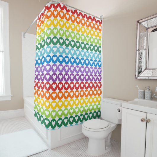 HELDER GEKLEURDE REGENBOOGHARTEN IN CIRKELS DOUCHEGORDIJN (In situ)