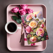 Helder gekleurde roze gele rozen bloemige Waterver Kaart