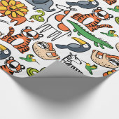 Helder gekleurde Safari-dieren Cadeaupapier (Hoek)