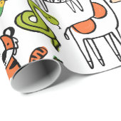 Helder gekleurde Safari-dieren Cadeaupapier (Rol Hoek)