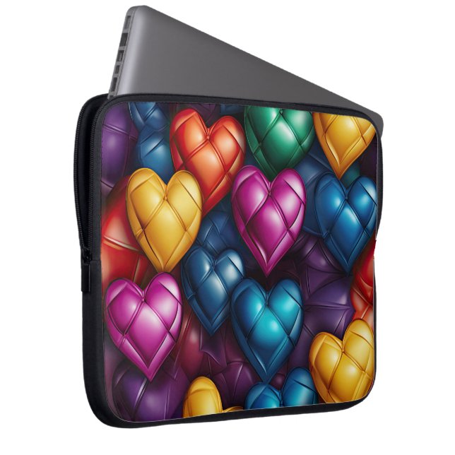 HELDER GEKLEURDE VALENTIJN LIEFDE HARTEN LAPTOP SLEEVE (Voorkant Rechts)