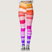 Helder gekleurde vette strepen shabby chic gebreid leggings (Voorkant)