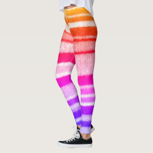 Helder gekleurde vette strepen shabby chic gebreid leggings